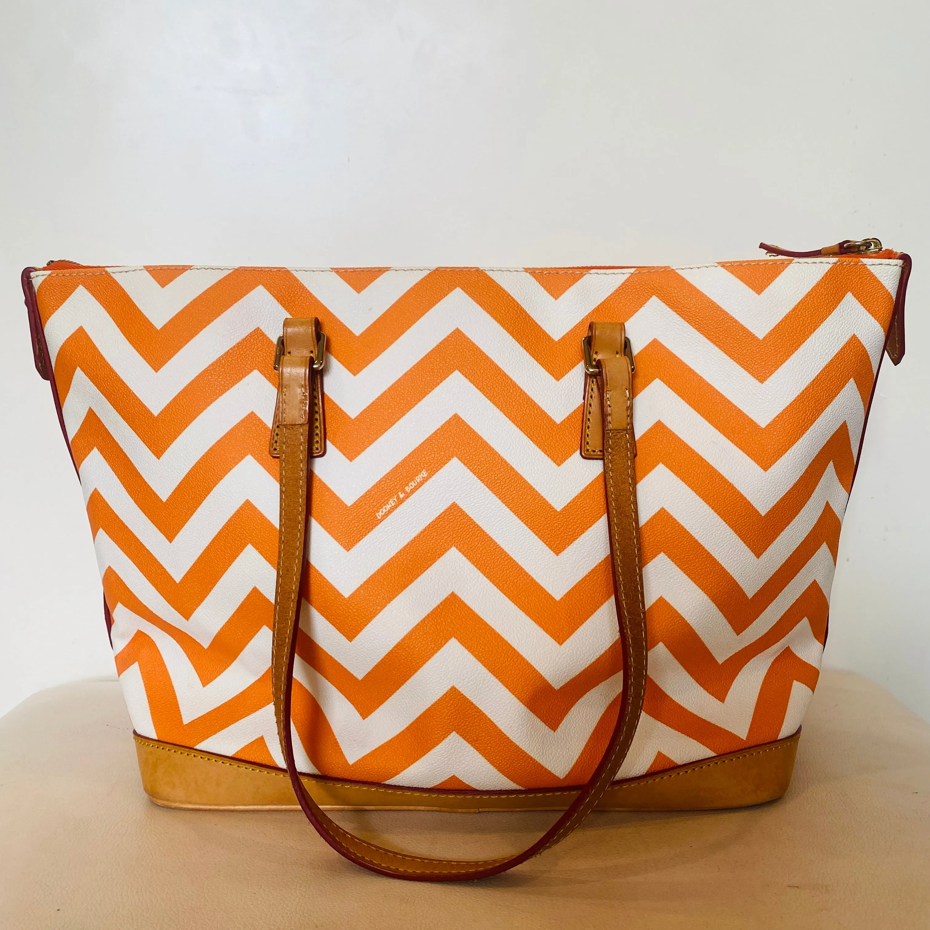 DOONEY & BOURKE Orange/White Chevron Tote