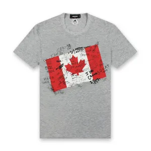 DSQUARED2 - Doodle Flag Cool T-Shirt in Grey Marl