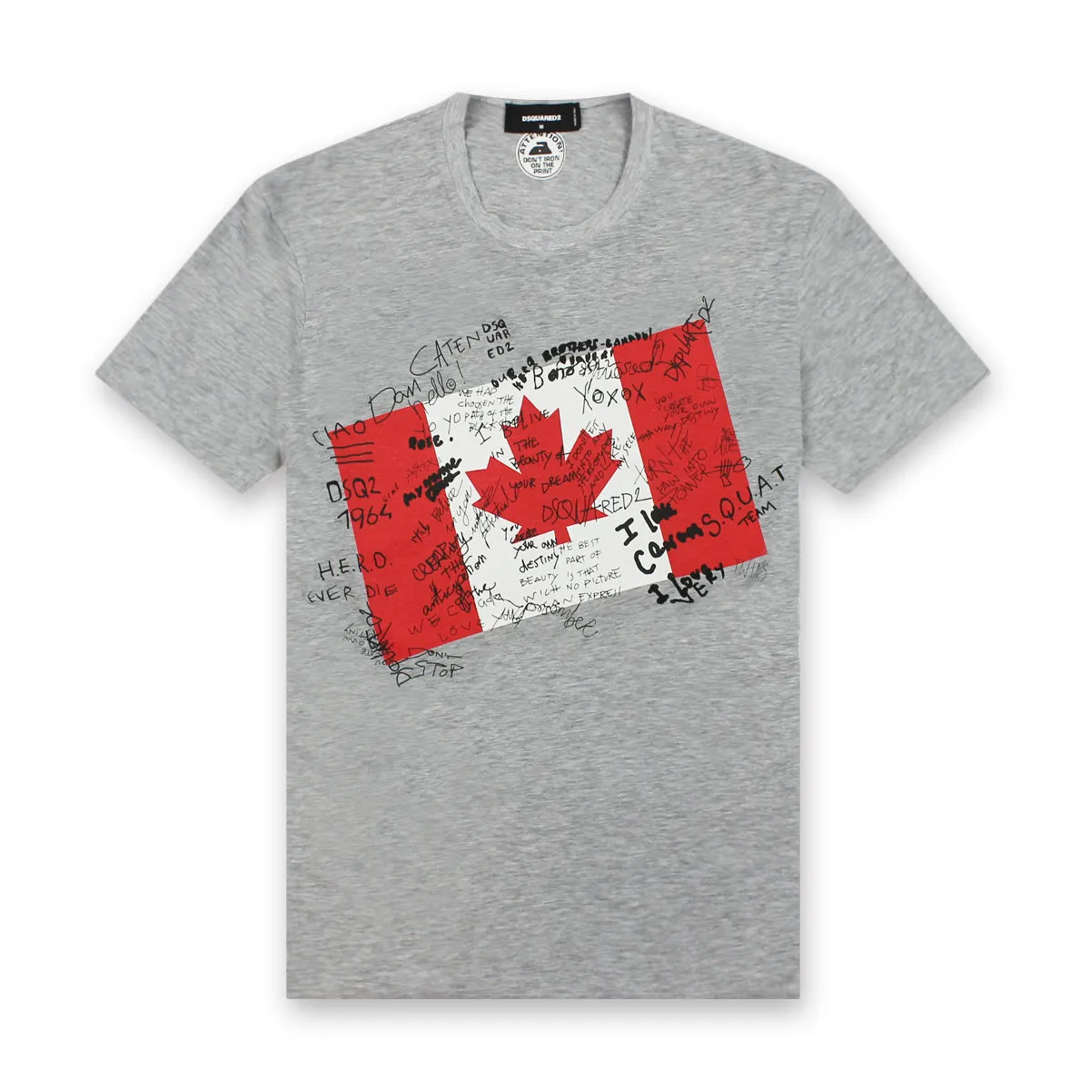 DSQUARED2 - Doodle Flag Cool T-Shirt in Grey Marl