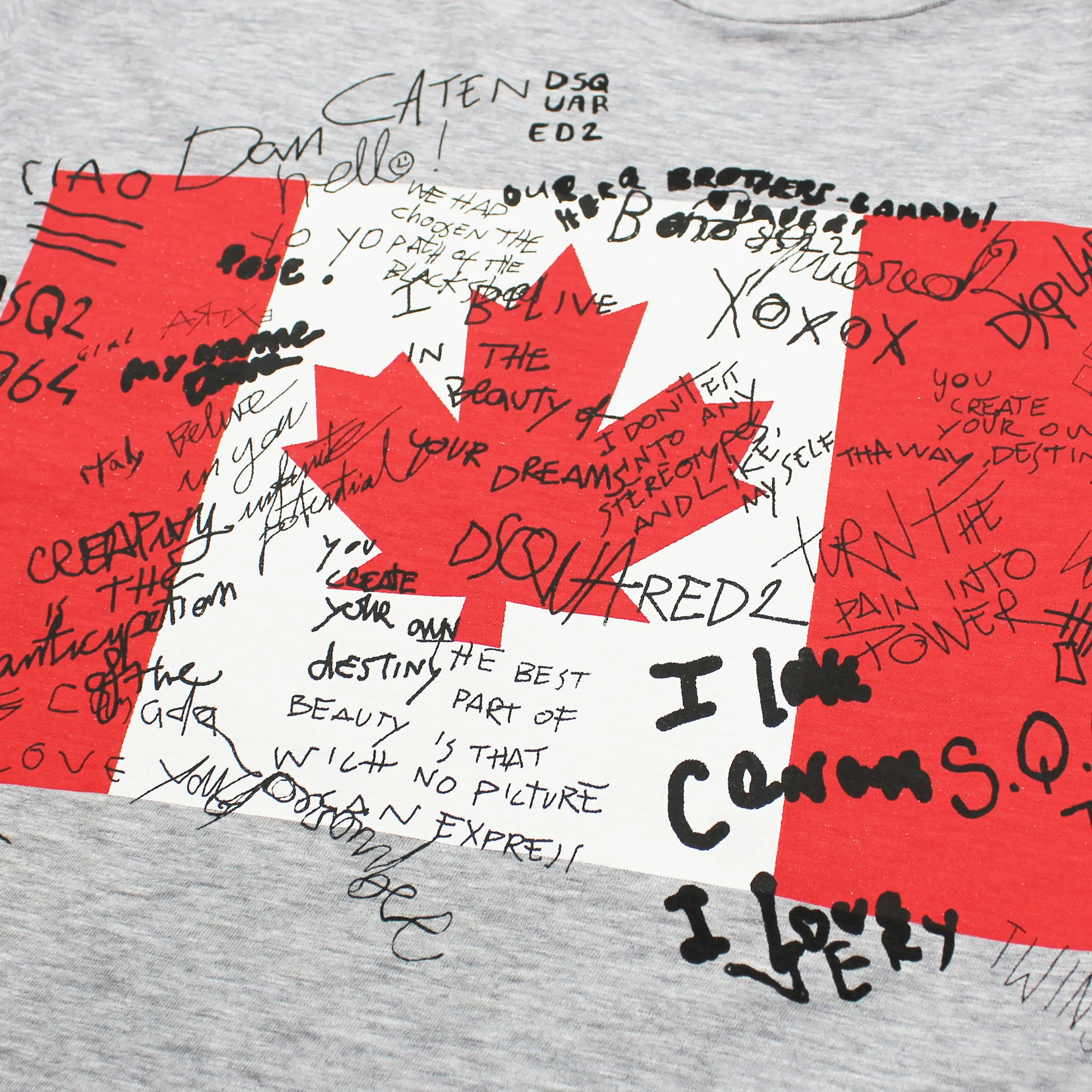 DSQUARED2 - Doodle Flag Cool T-Shirt in Grey Marl