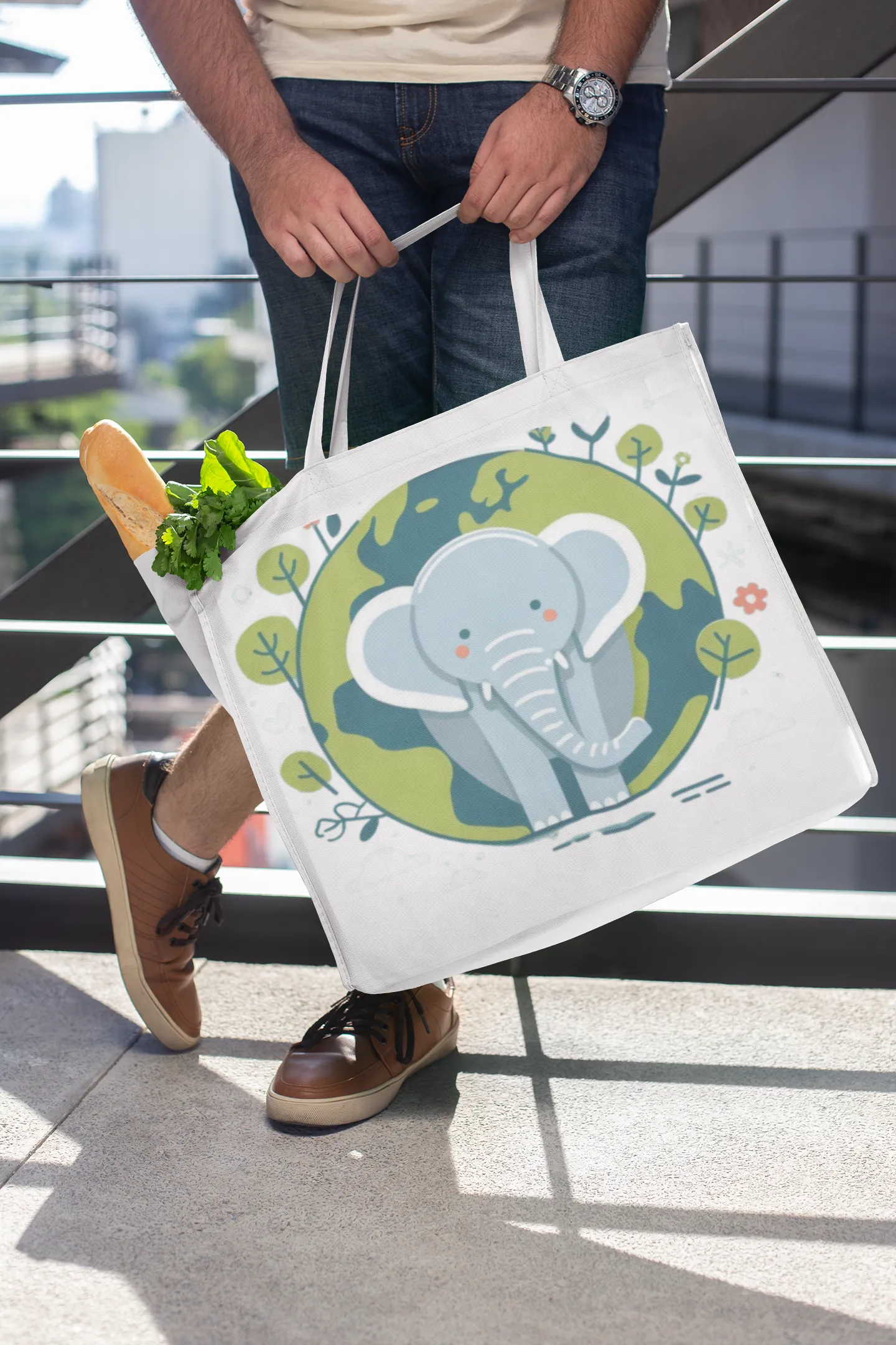 Earth & Elephant T-shirt & Tote,   Earth Day