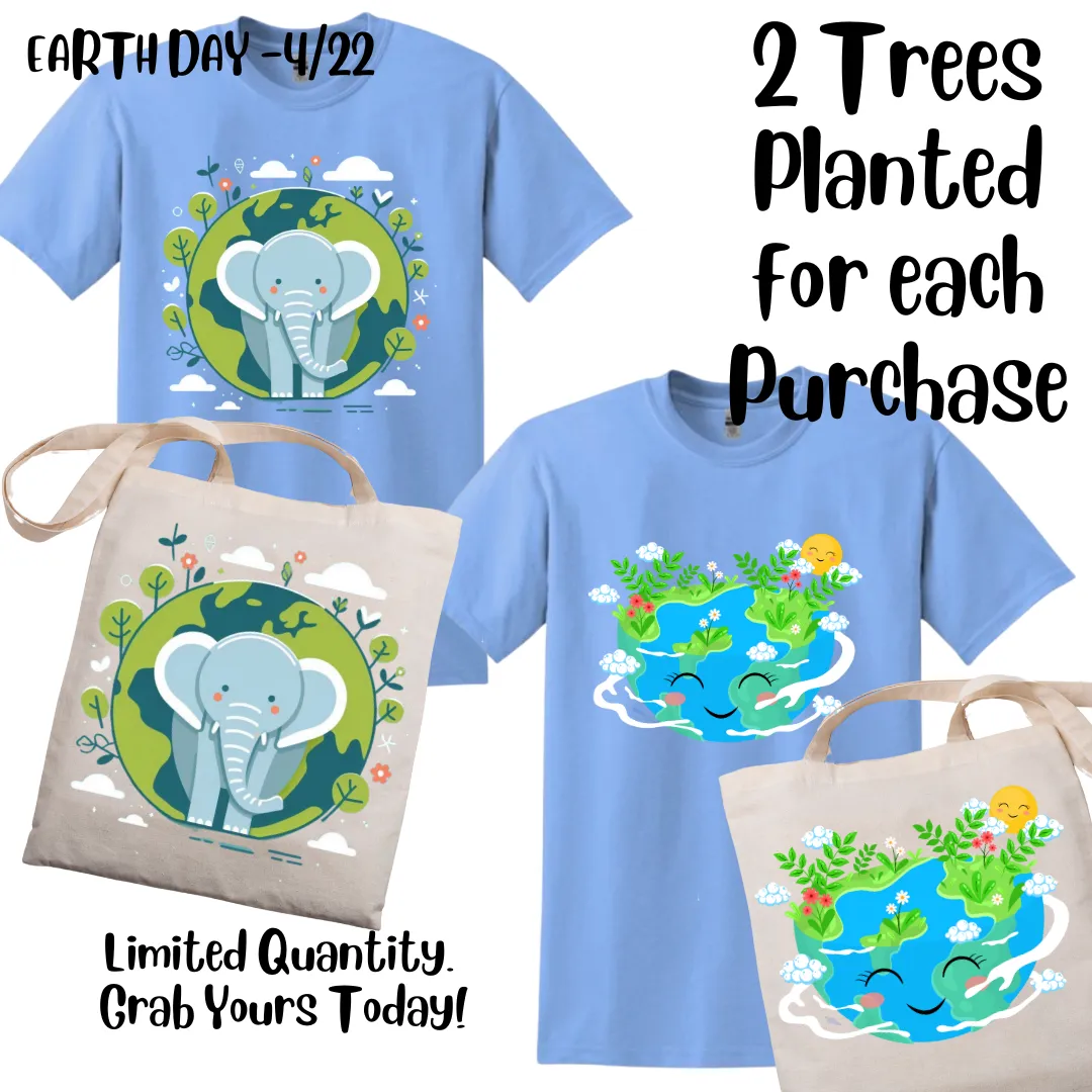 Earth & Elephant T-shirt & Tote,   Earth Day