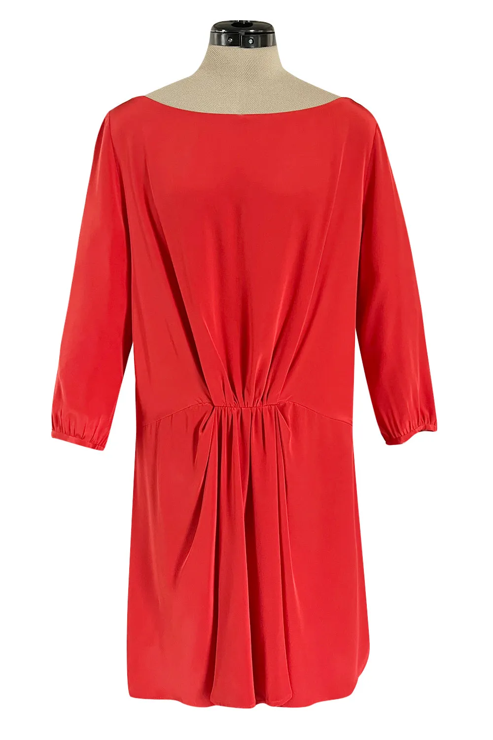 Easy to Wear Early 2000s Thakoon Bright Orange Coral Scarf Weight Silk Shift Dress