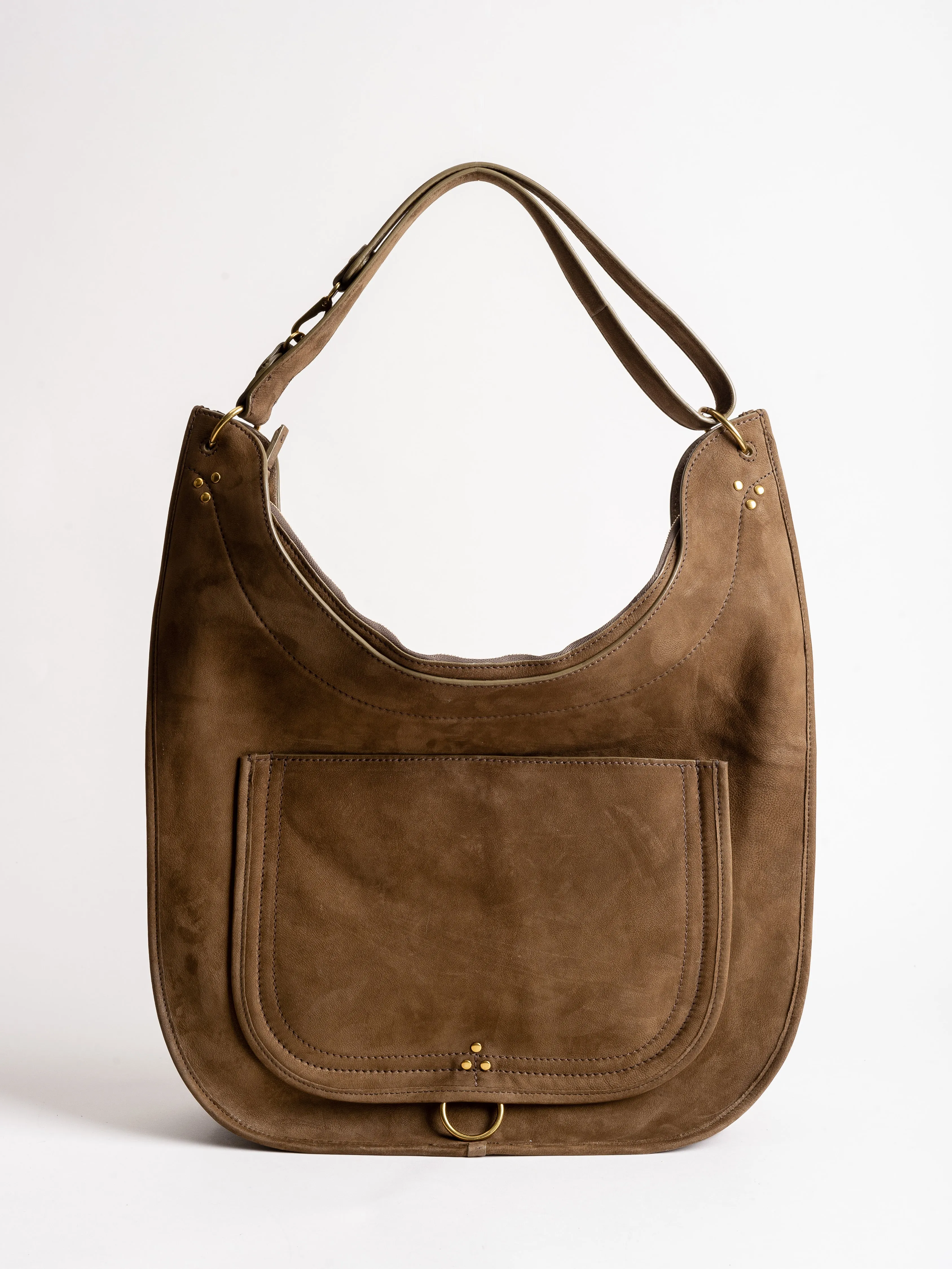edgar goatskin nubuck hobo - kaki