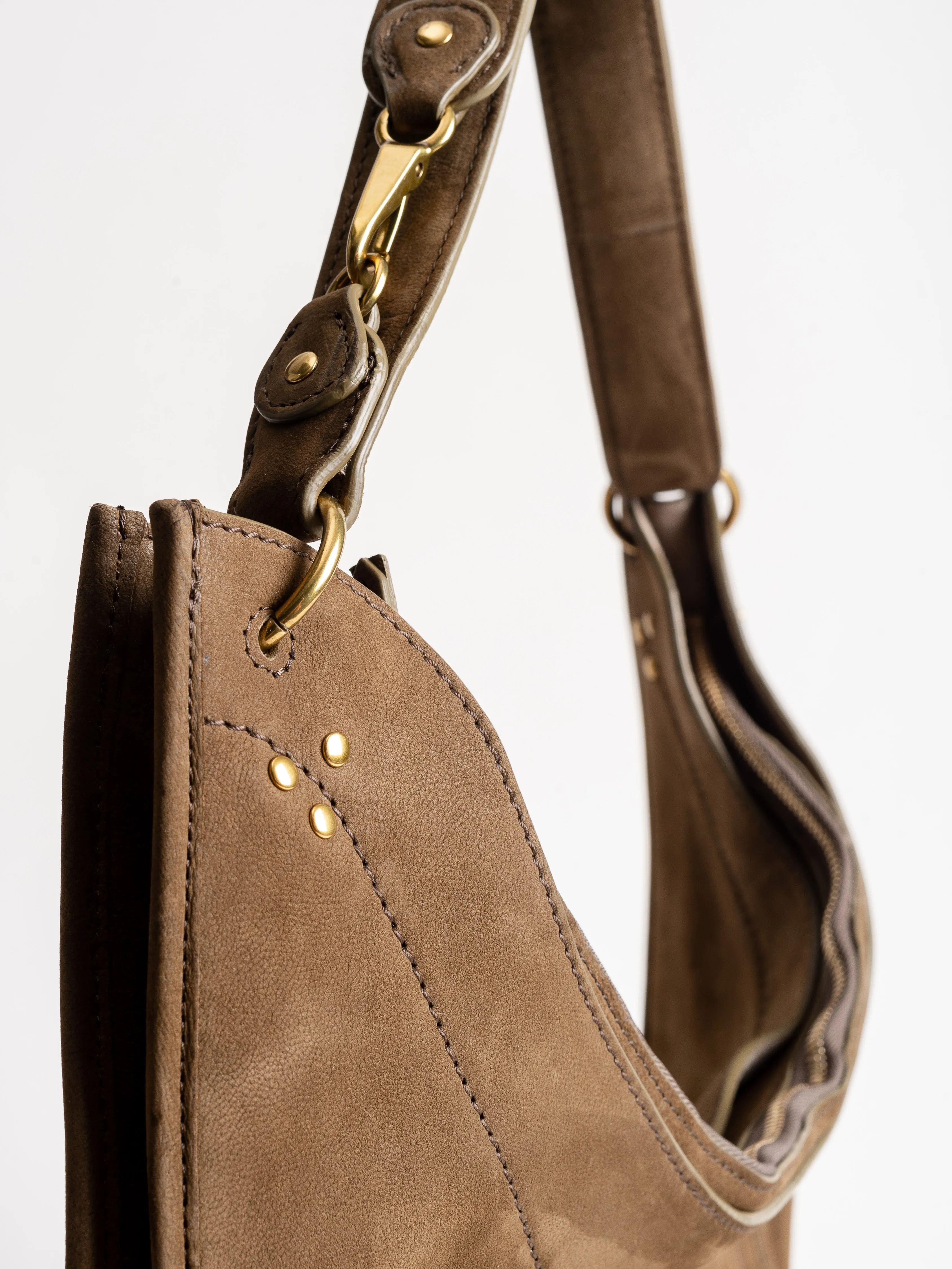 edgar goatskin nubuck hobo - kaki