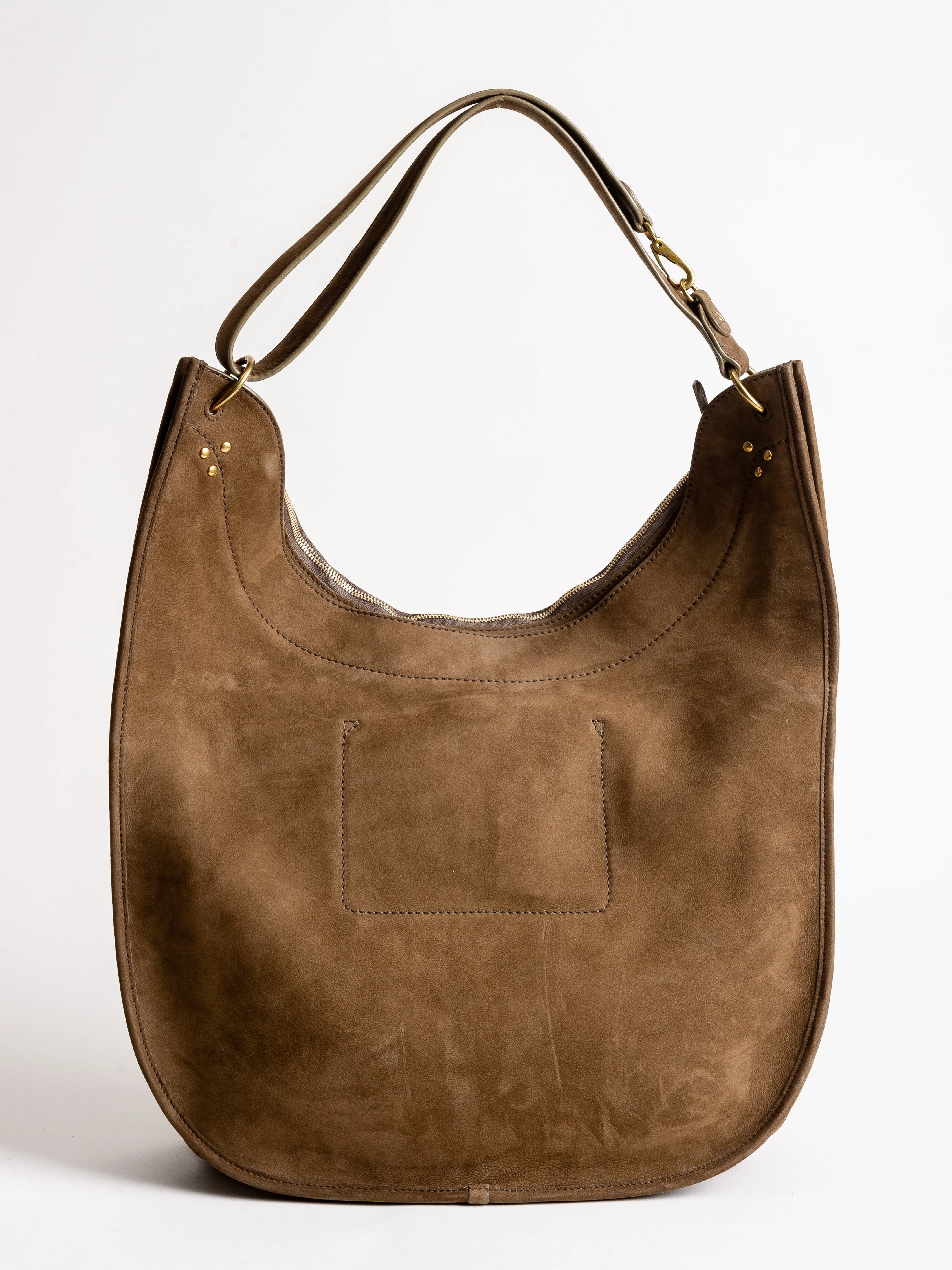 edgar goatskin nubuck hobo - kaki