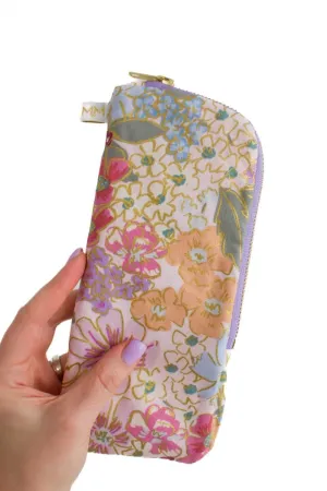 English Rose Canvas Slim Makeup Brush Bag with Compartments