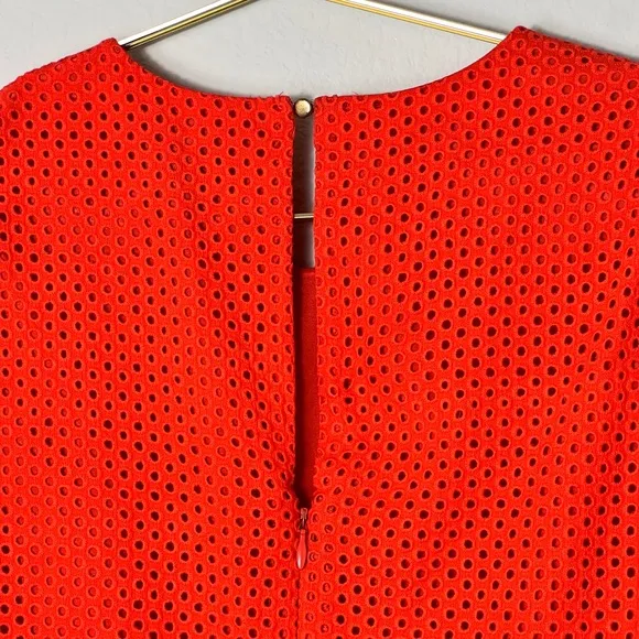 EUC J. Crew Eyelet Flutter Sleeve Poppy Dress Orange Red Black Label Size 4