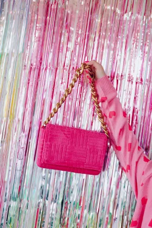 Everdeen Embossed Crossbody Purse - Hot Pink