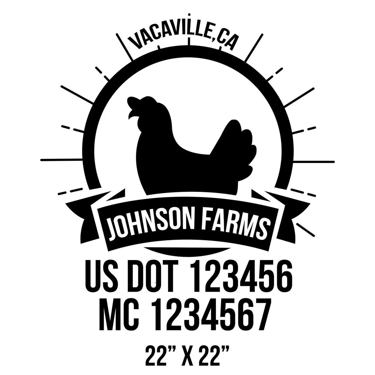Farm Company Name Truck Decal (USDOT), 2 Pack