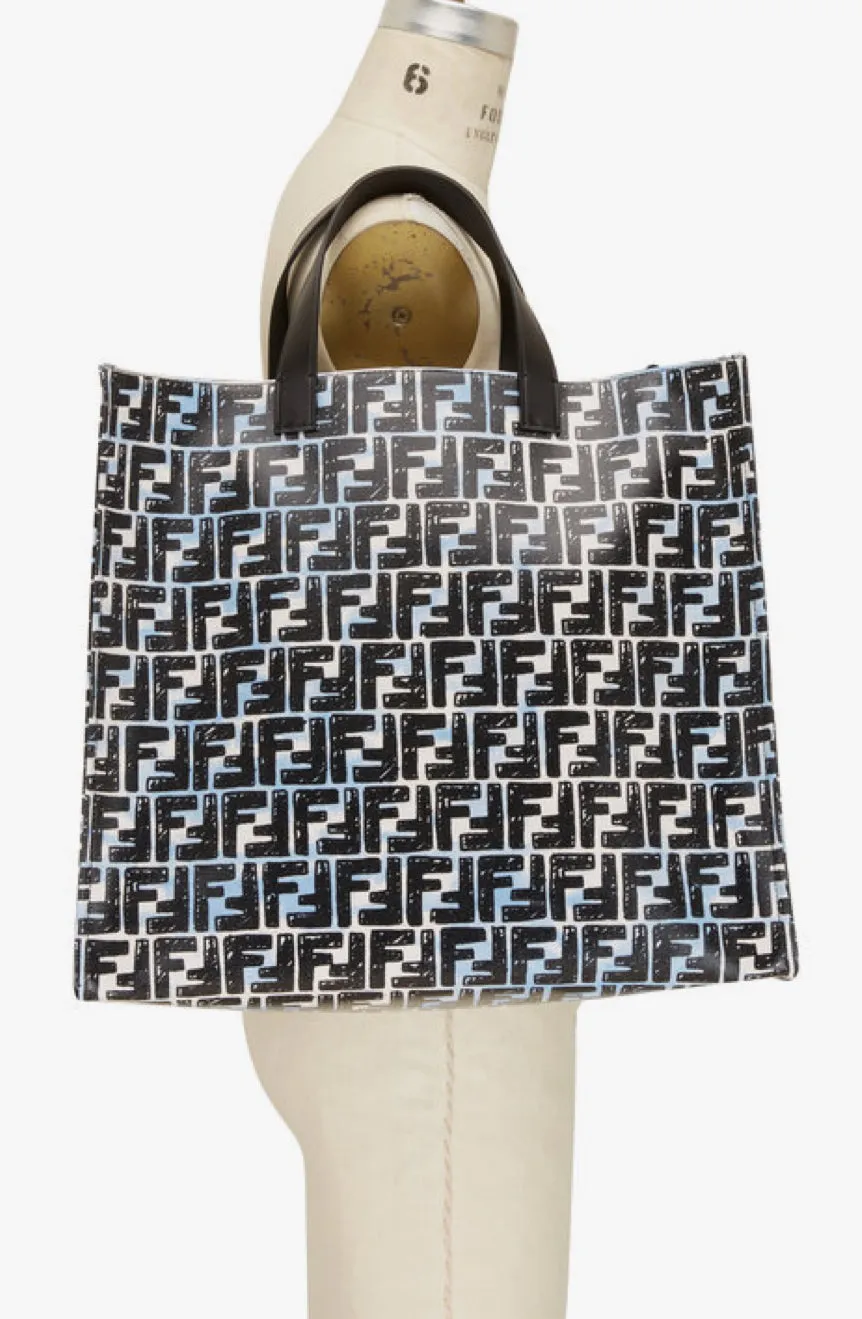 Fendi Bag, Blue & White FF Glazed Canvas Shopper Tote