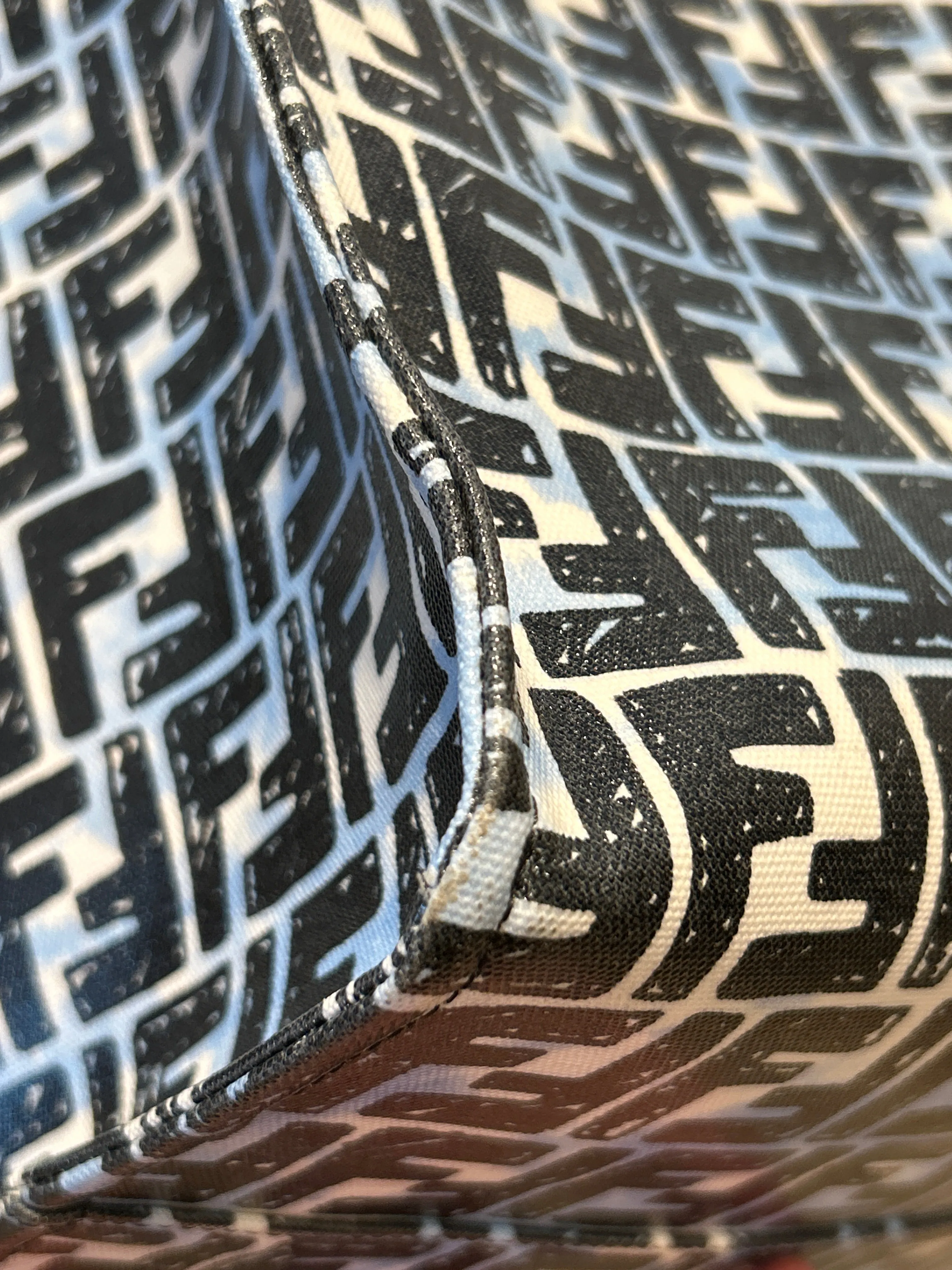 Fendi Bag, Blue & White FF Glazed Canvas Shopper Tote