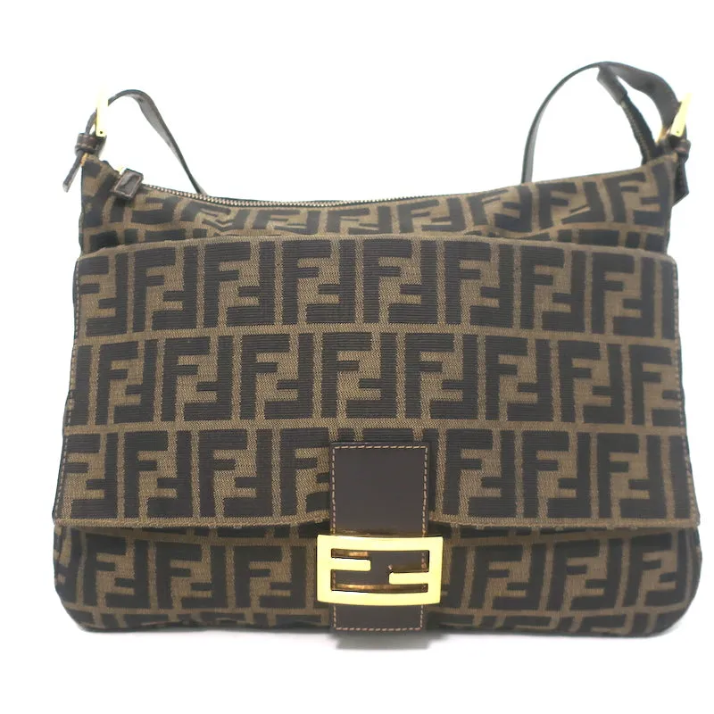 Fendi Big Mama Baguette Shoulder Bag Brown Zucca Canvas Large Hobo