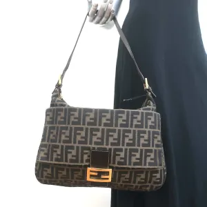 Fendi Big Mama Baguette Shoulder Bag Brown Zucca Canvas Large Hobo