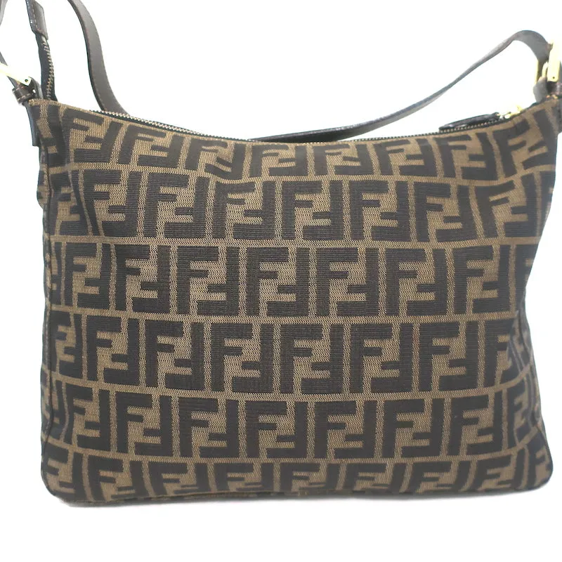 Fendi Big Mama Baguette Shoulder Bag Brown Zucca Canvas Large Hobo