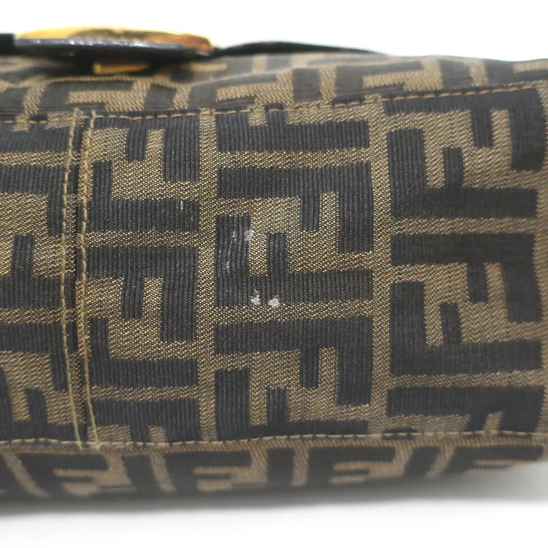 Fendi Big Mama Baguette Shoulder Bag Brown Zucca Canvas Large Hobo