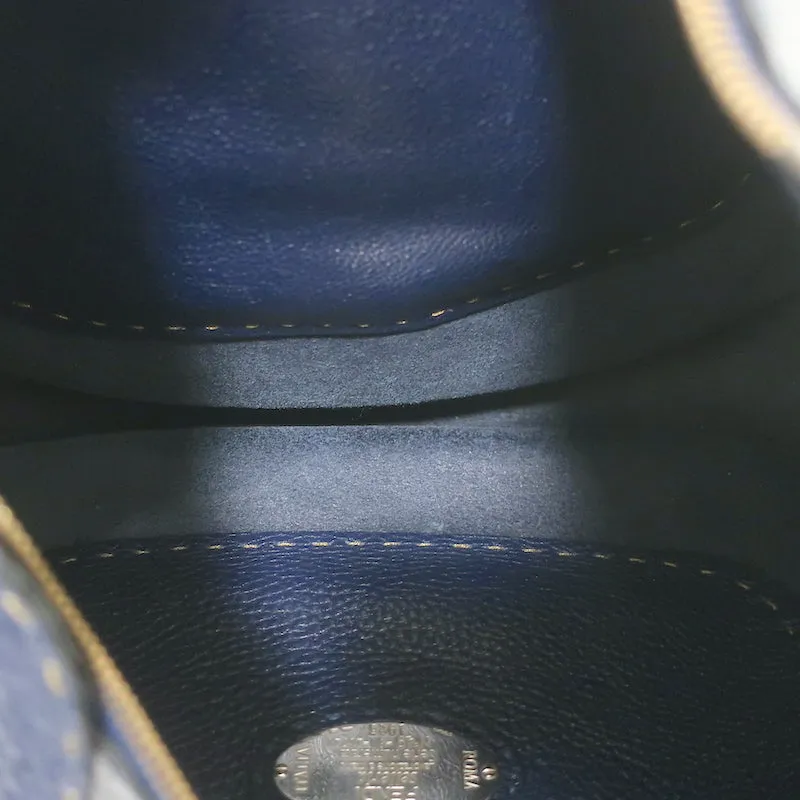 Fendi Selleria Hobo Navy Grained Leather Large Shoulder Bag