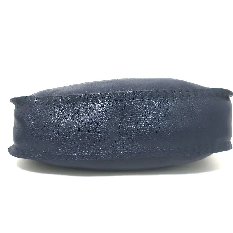 Fendi Selleria Hobo Navy Grained Leather Large Shoulder Bag