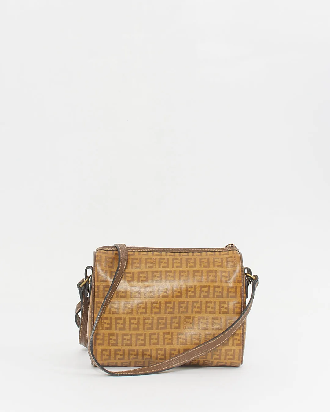 Fendi Vintage Beige Coated Canvas Zucca Print Crossbody Bag