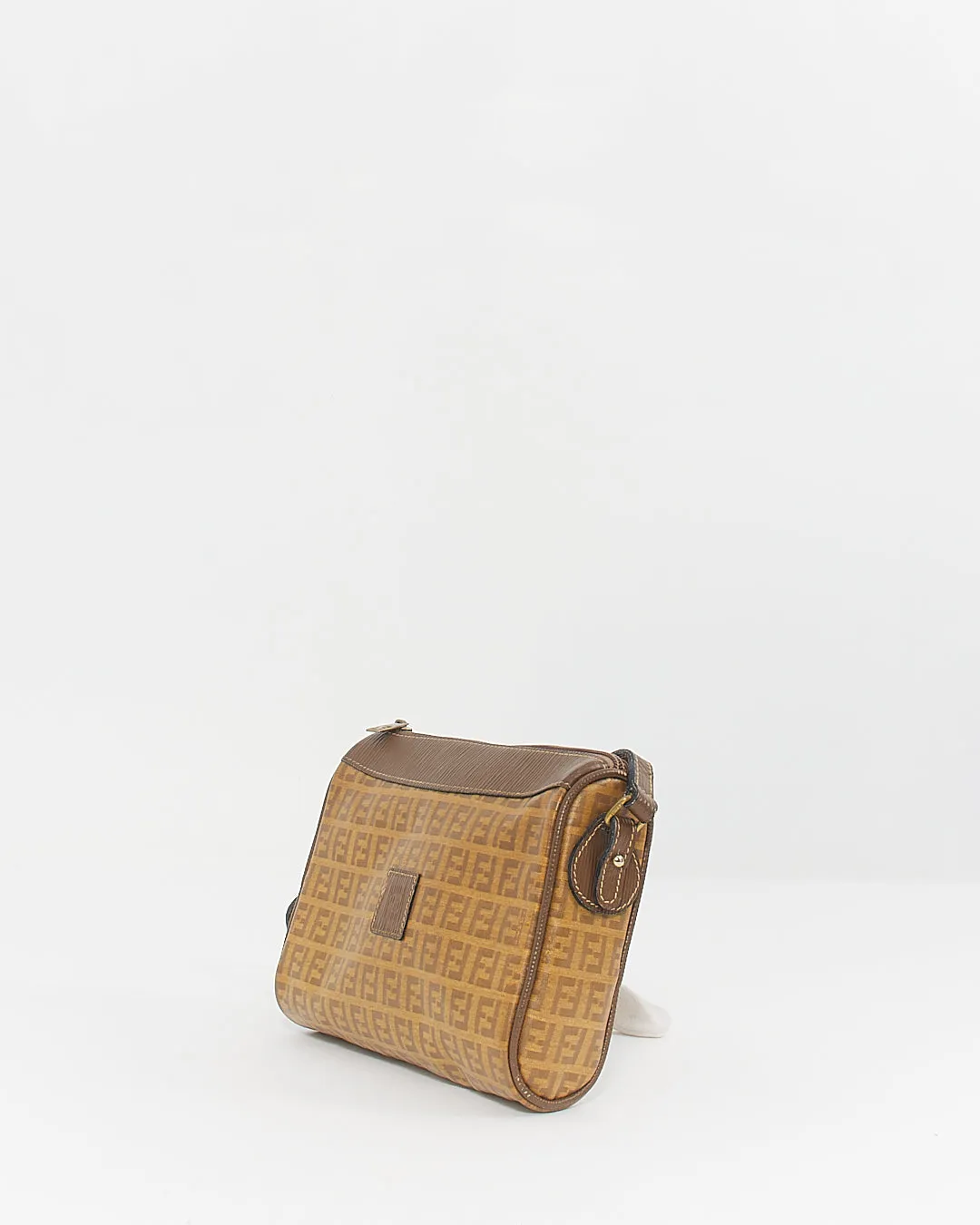Fendi Vintage Beige Coated Canvas Zucca Print Crossbody Bag