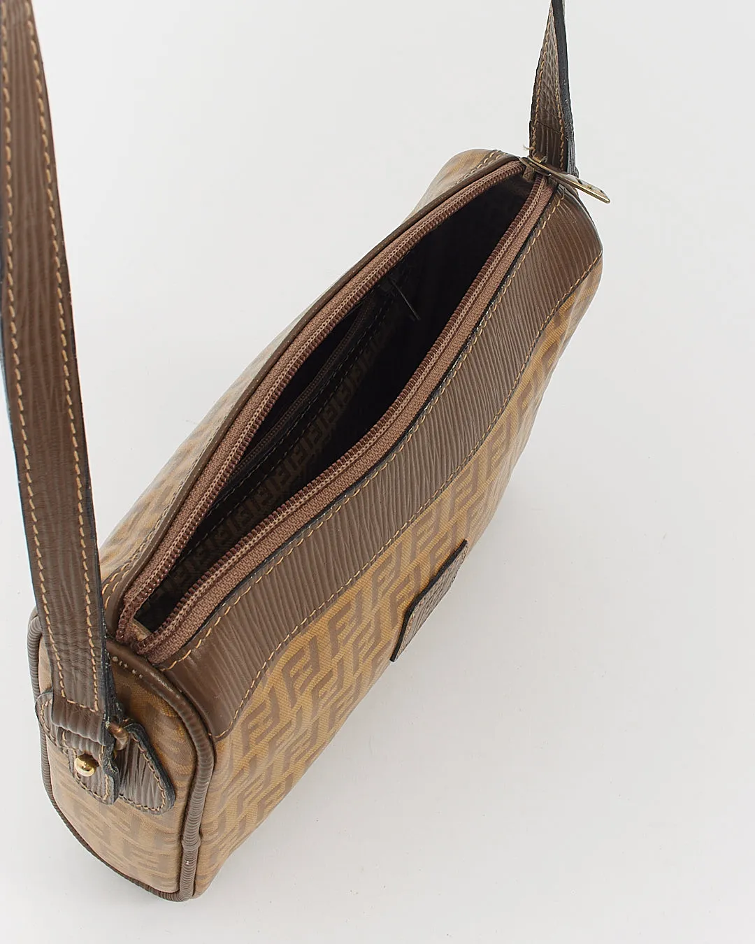 Fendi Vintage Beige Coated Canvas Zucca Print Crossbody Bag