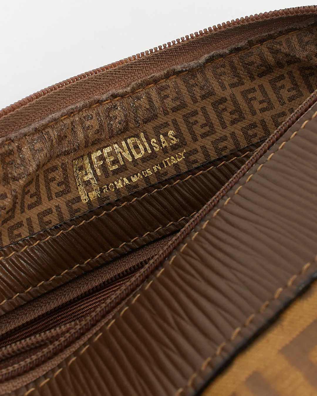 Fendi Vintage Beige Coated Canvas Zucca Print Crossbody Bag
