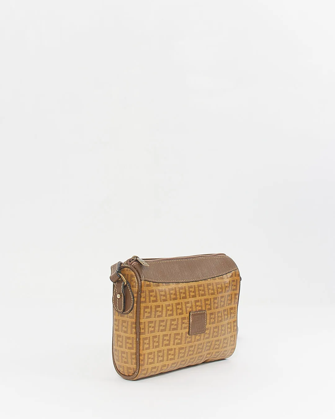 Fendi Vintage Beige Coated Canvas Zucca Print Crossbody Bag