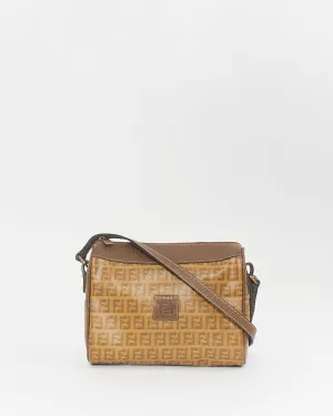 Fendi Vintage Beige Coated Canvas Zucca Print Crossbody Bag