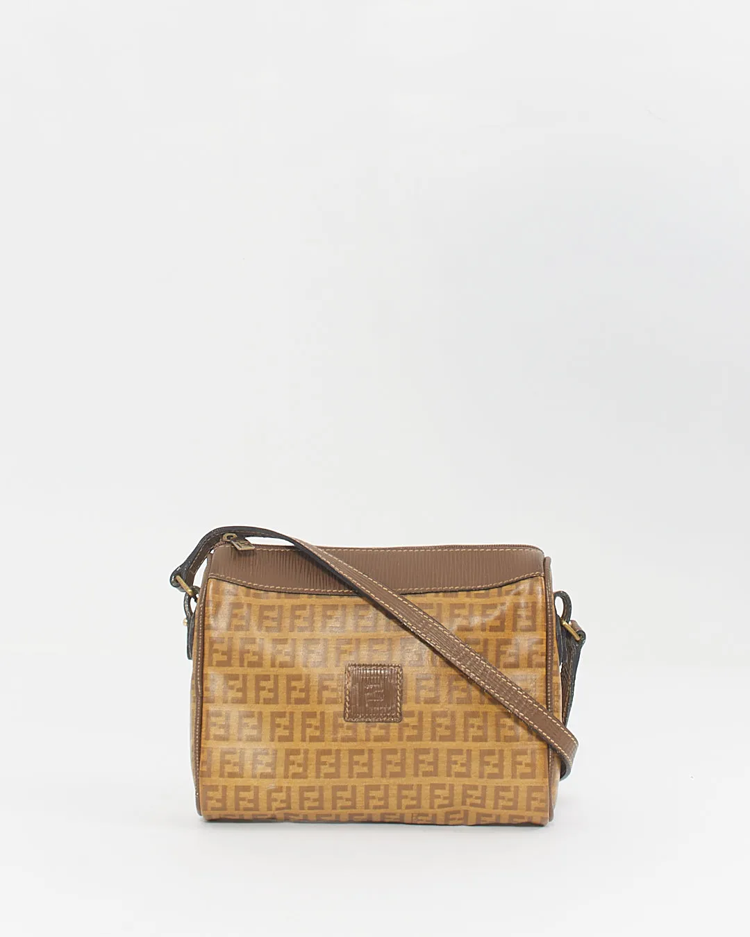 Fendi Vintage Beige Coated Canvas Zucca Print Crossbody Bag