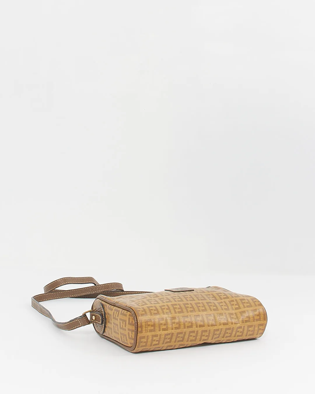 Fendi Vintage Beige Coated Canvas Zucca Print Crossbody Bag