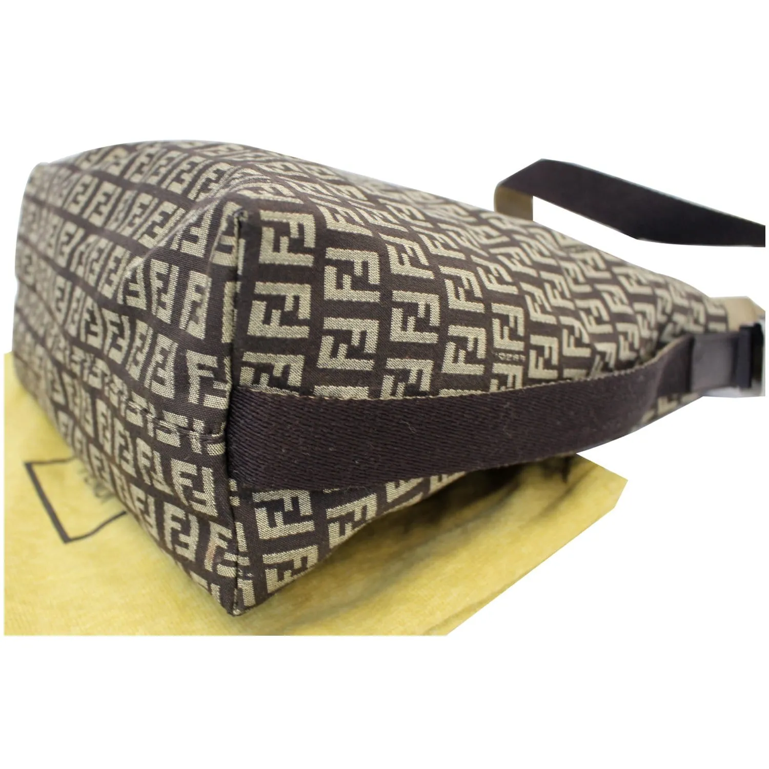 FENDI Zucchino Canvas Crossbody Bag Brown