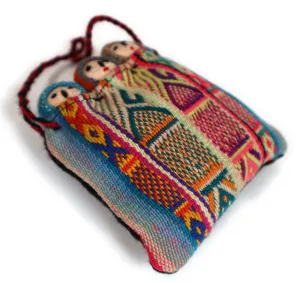 Fertility Amulet ,Small Peruvian Funerary Dolls, Dolls Wrapped on Handwoven Peruvian Textile.