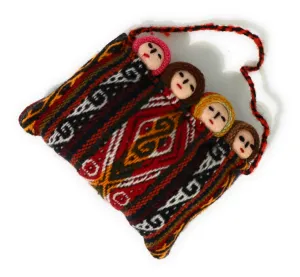 Fertility Amulet ,Small Peruvian Funerary Dolls, Dolls Wrapped on Handwoven Peruvian Textile.