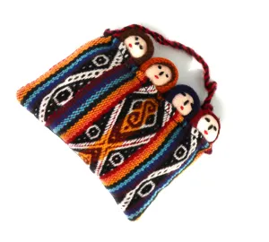 Fertility Amulet ,Small Peruvian Funerary Dolls, Dolls Wrapped on Handwoven Peruvian Textile.