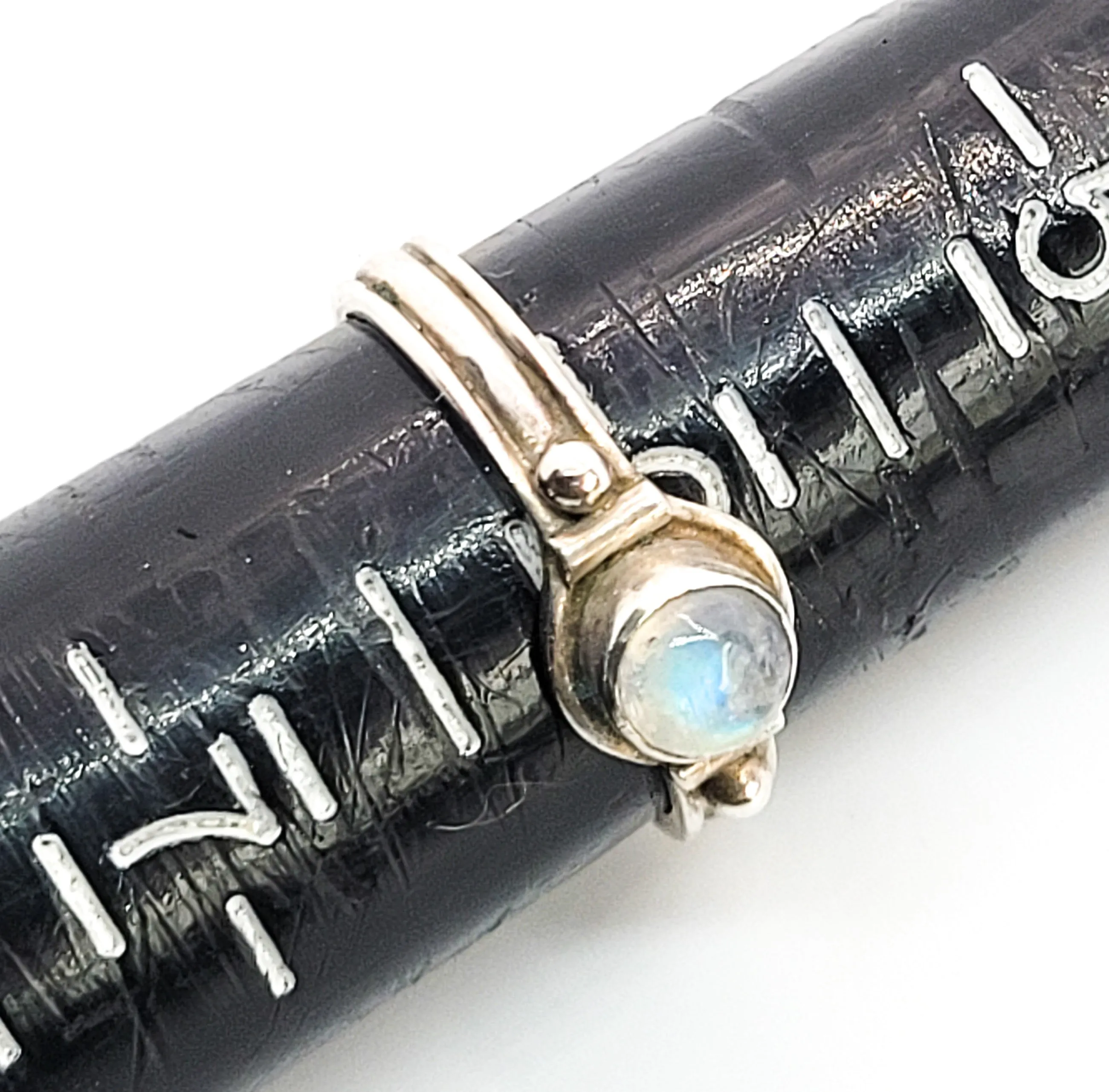 Flashy Blue Moonstone tribal balinese style sterling silver ring size 6