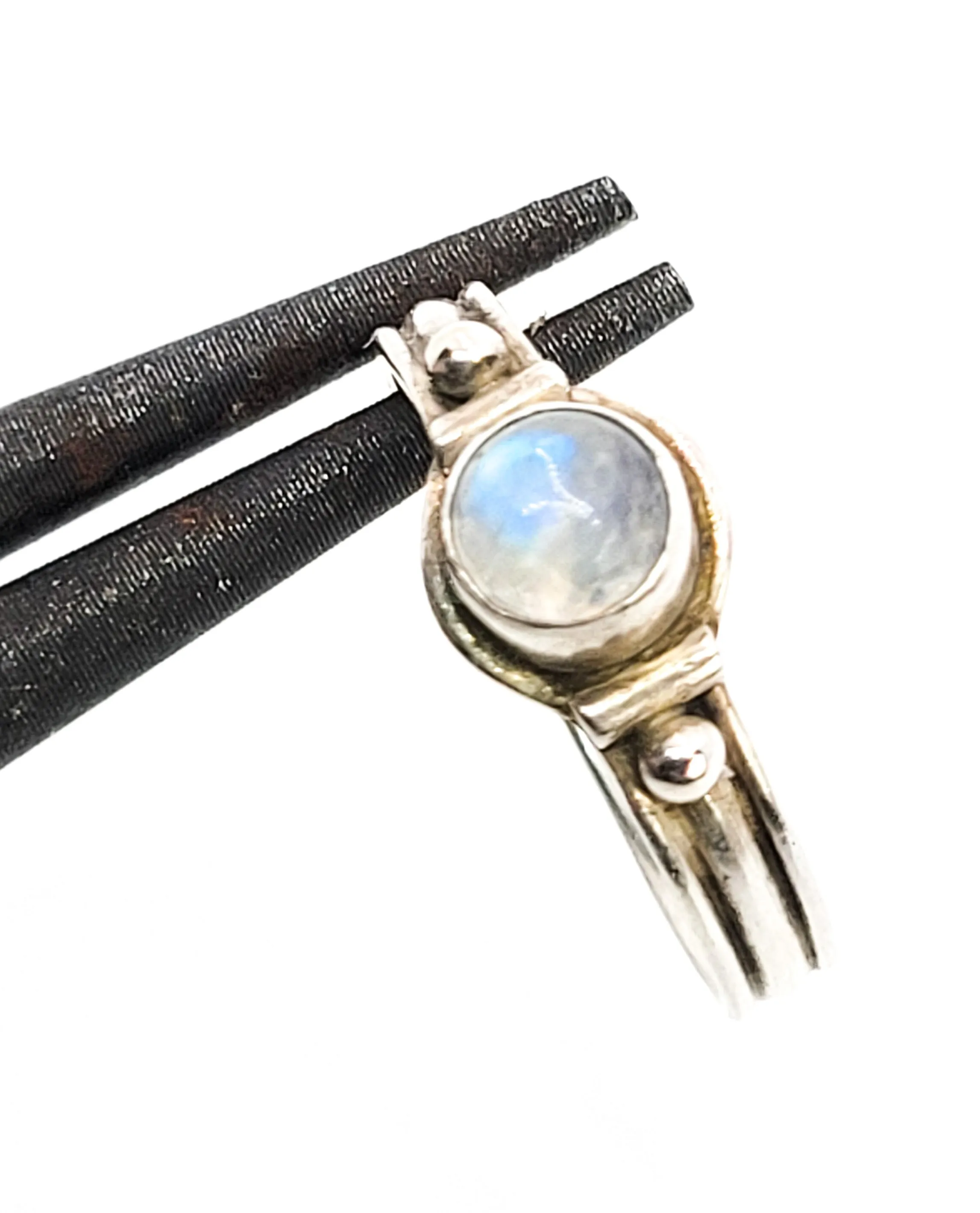 Flashy Blue Moonstone tribal balinese style sterling silver ring size 6
