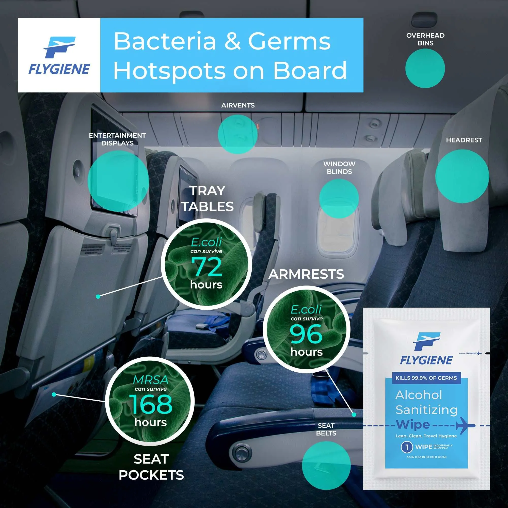 Flygiene Travel Sanitizing Wipes 40 count