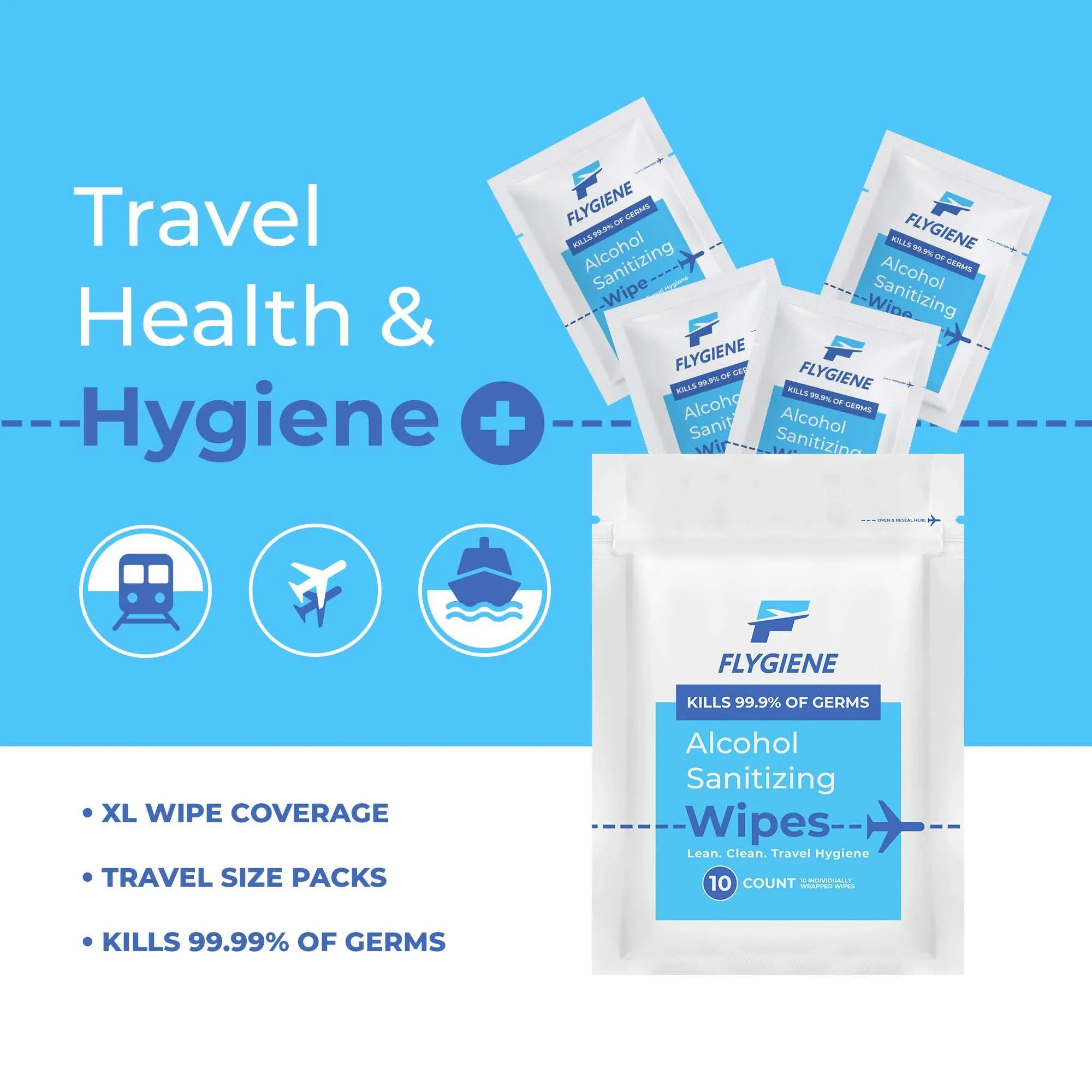 Flygiene Travel Sanitizing Wipes 40 count