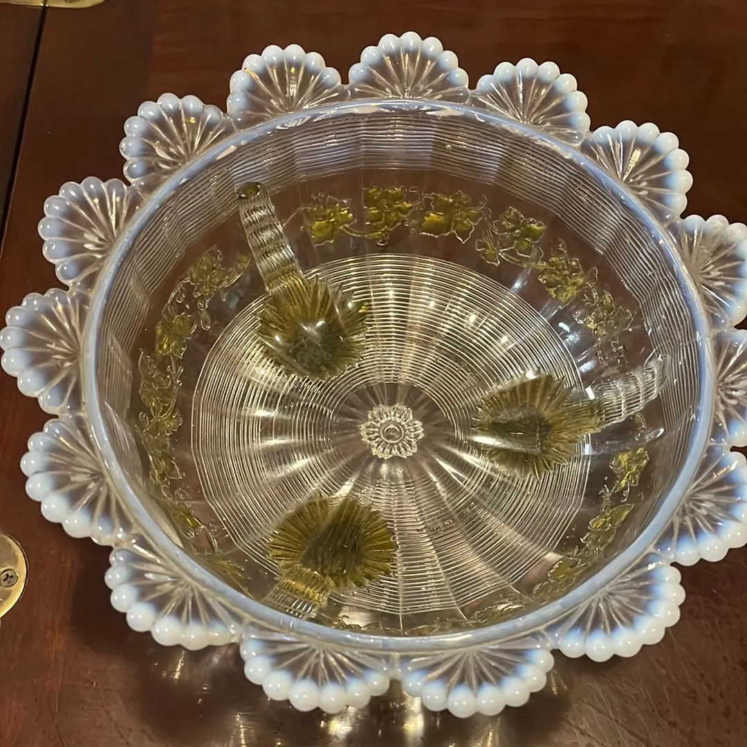 Footed Mosser Glass Fruit Bowl