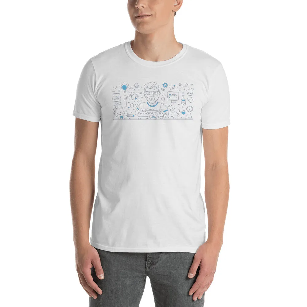 Front End Development Doodle Concept T Shirt White Design Geek T Shirt for Men