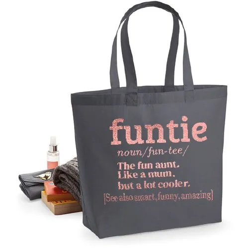 Funtie Rose Gold Text Tote Bag