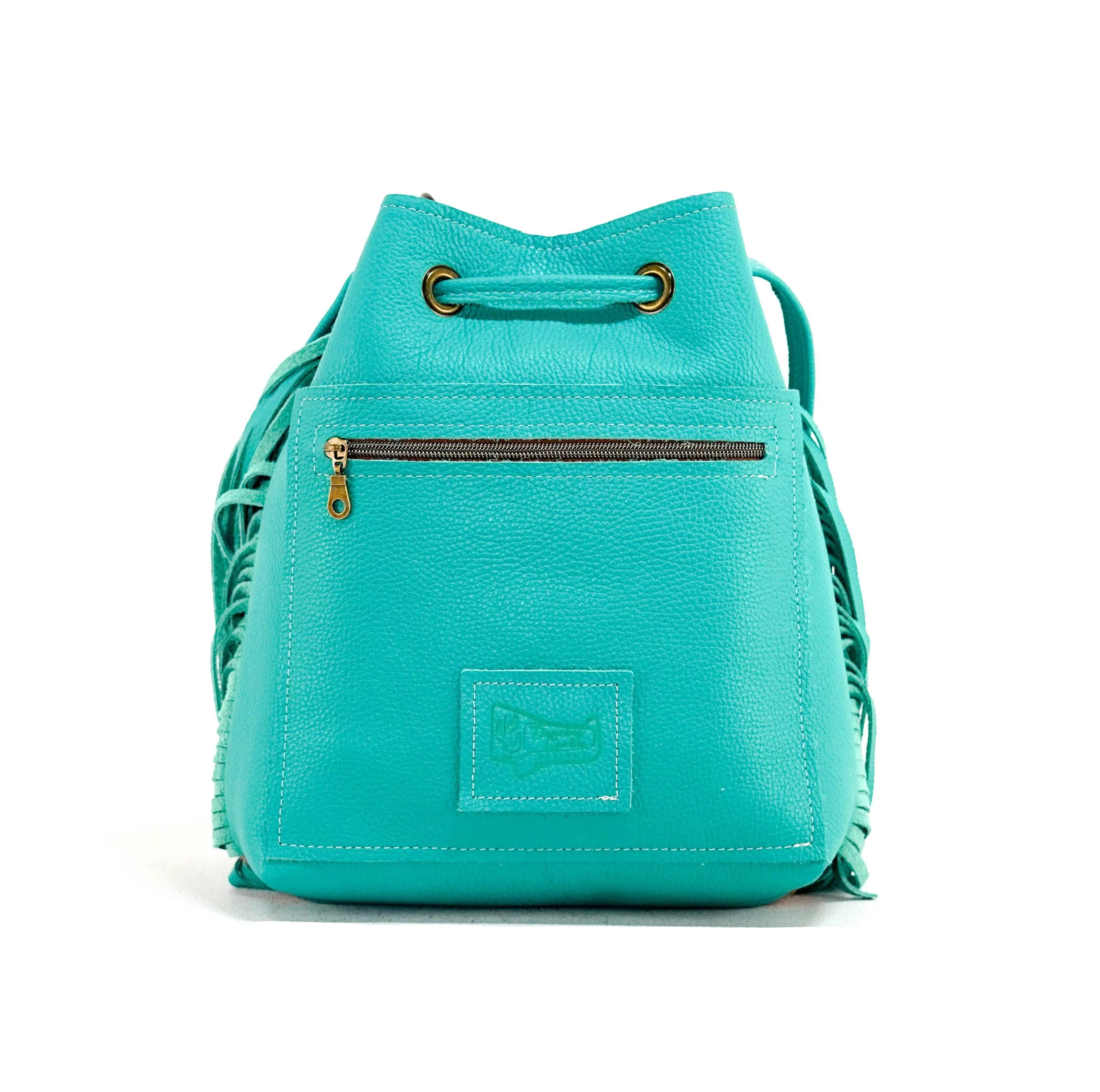 Gabby - Brindle w/ Turquoise Leather