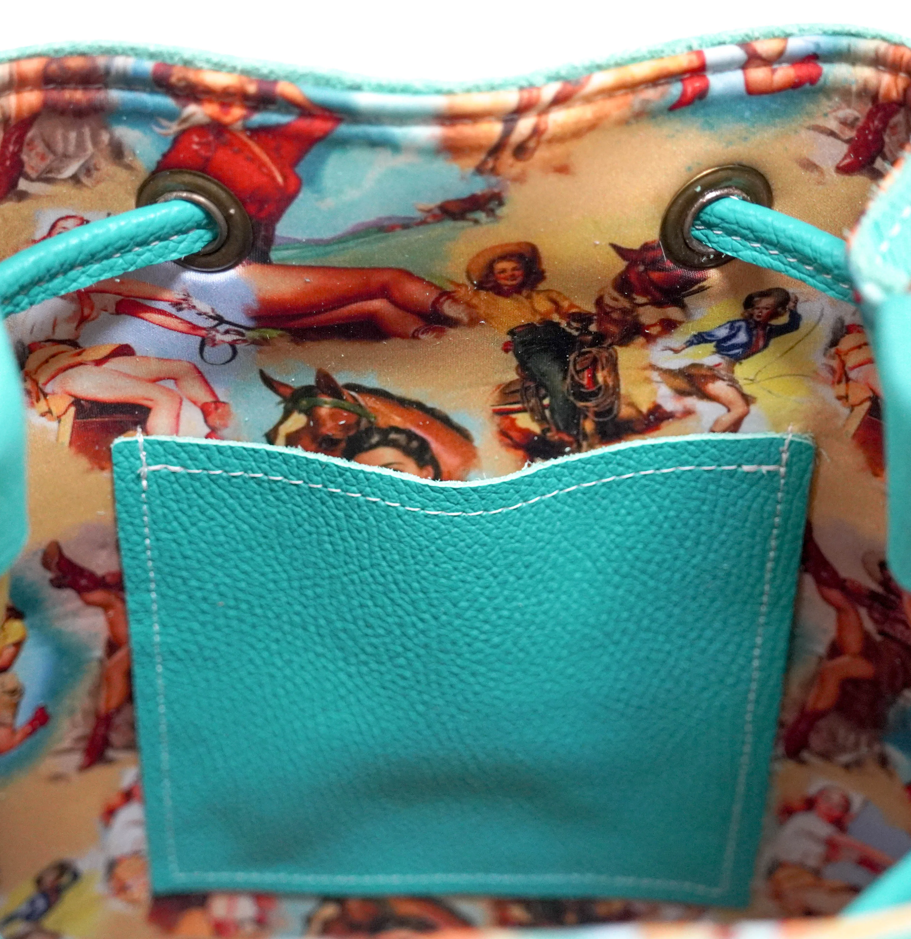 Gabby - Brindle w/ Turquoise Leather