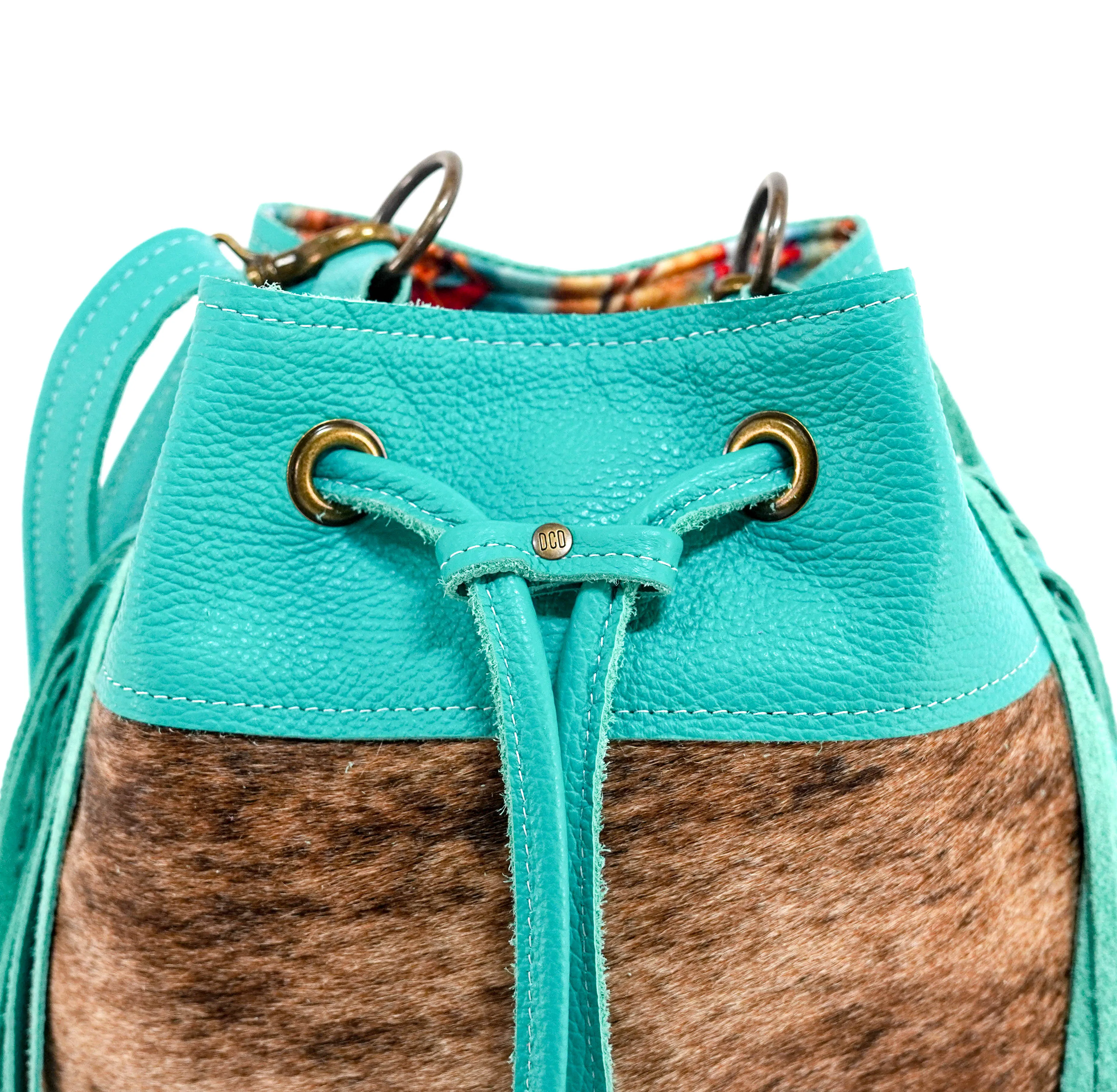Gabby - Brindle w/ Turquoise Leather