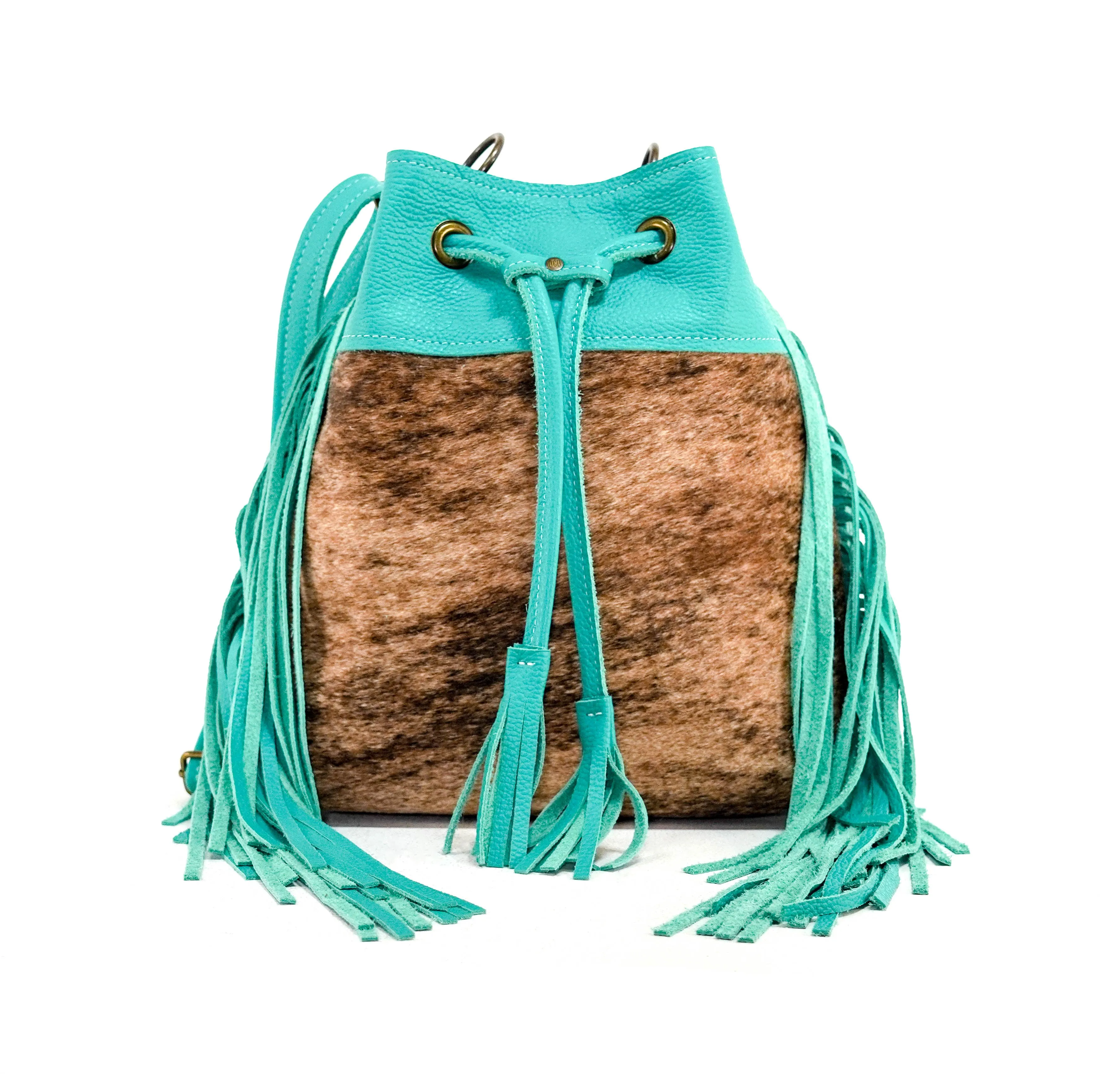 Gabby - Brindle w/ Turquoise Leather