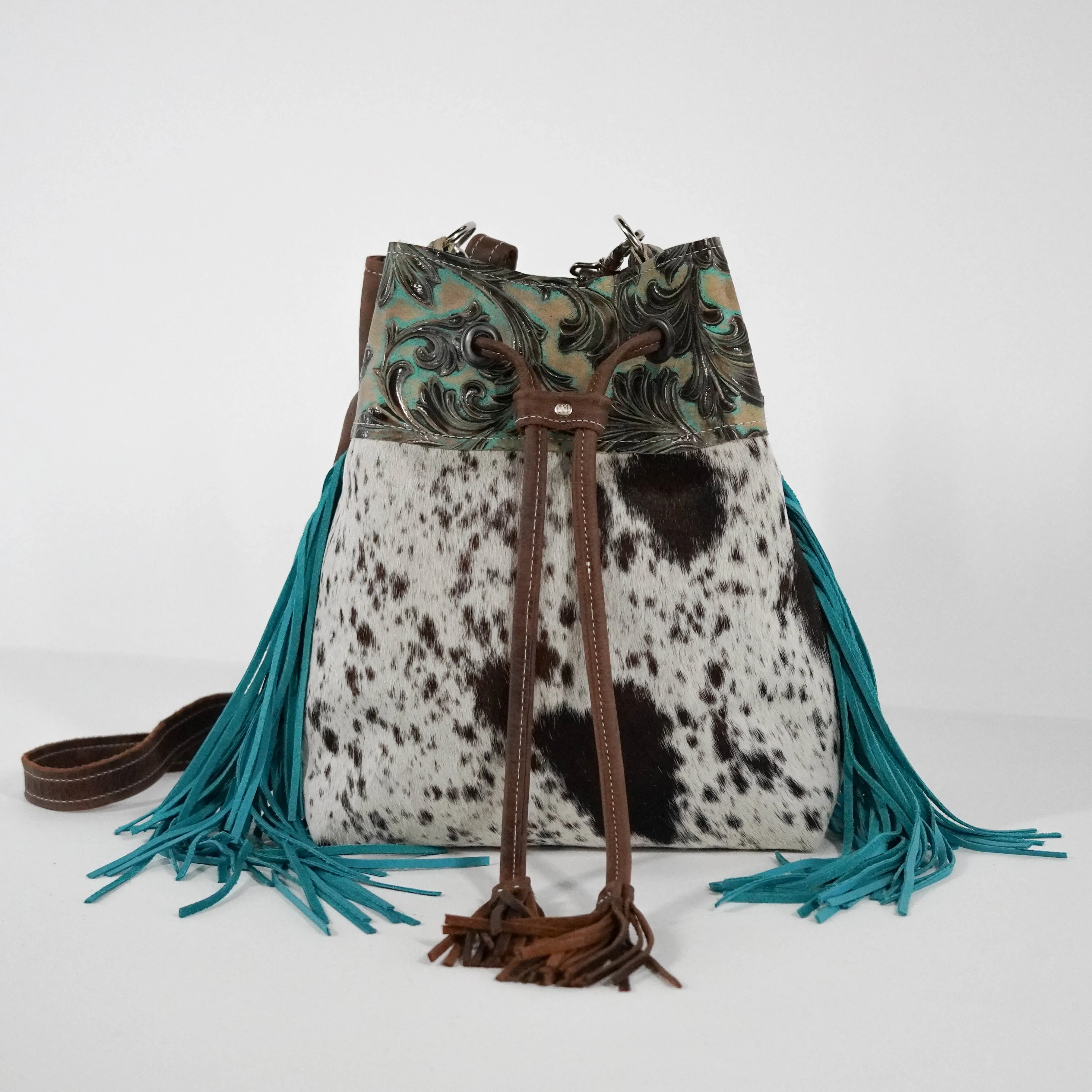 Gabby - Chocolate & White w/ Turquoise Vinyard