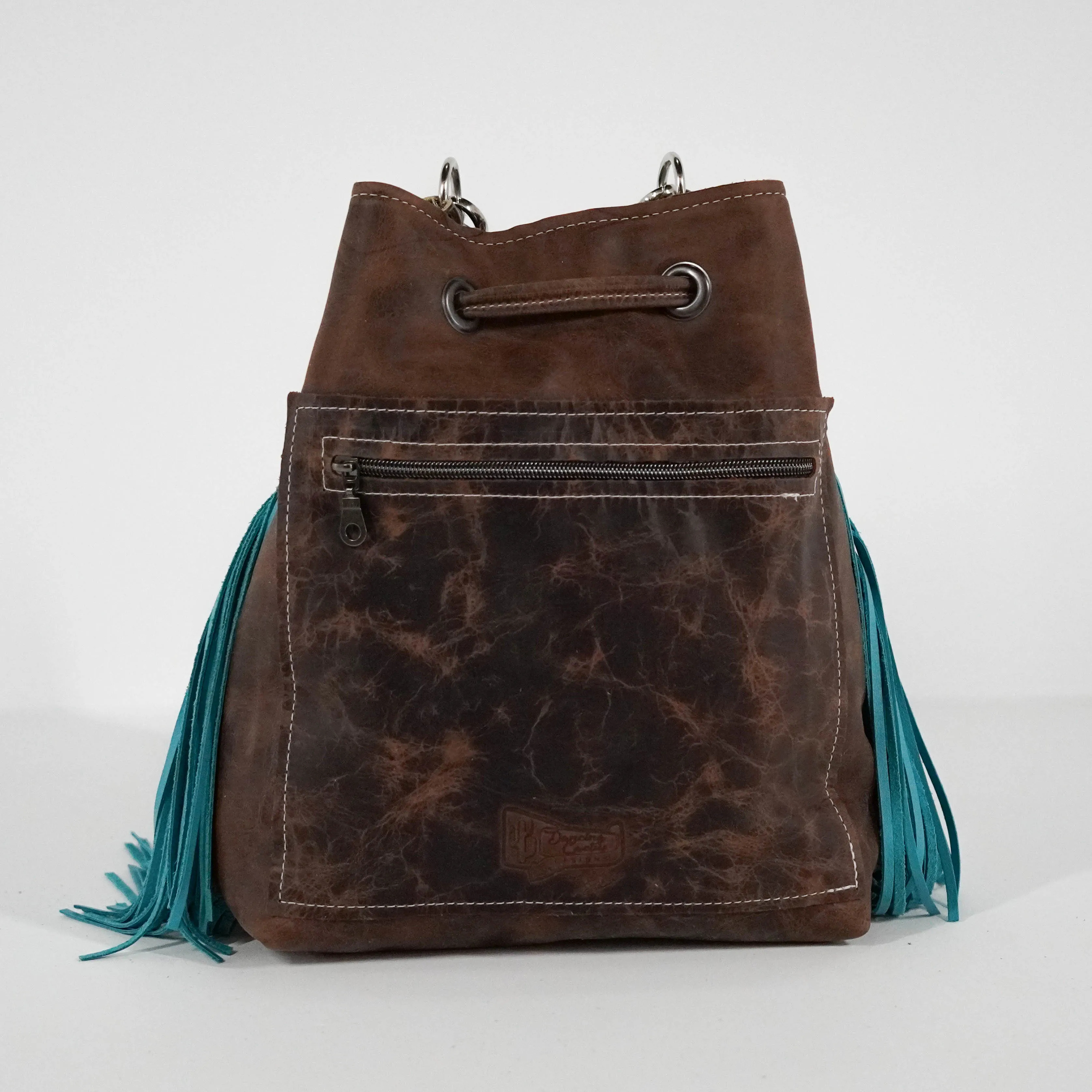 Gabby - Chocolate & White w/ Turquoise Vinyard