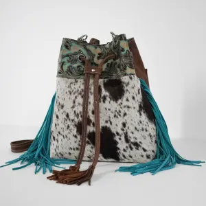 Gabby - Chocolate & White w/ Turquoise Vinyard