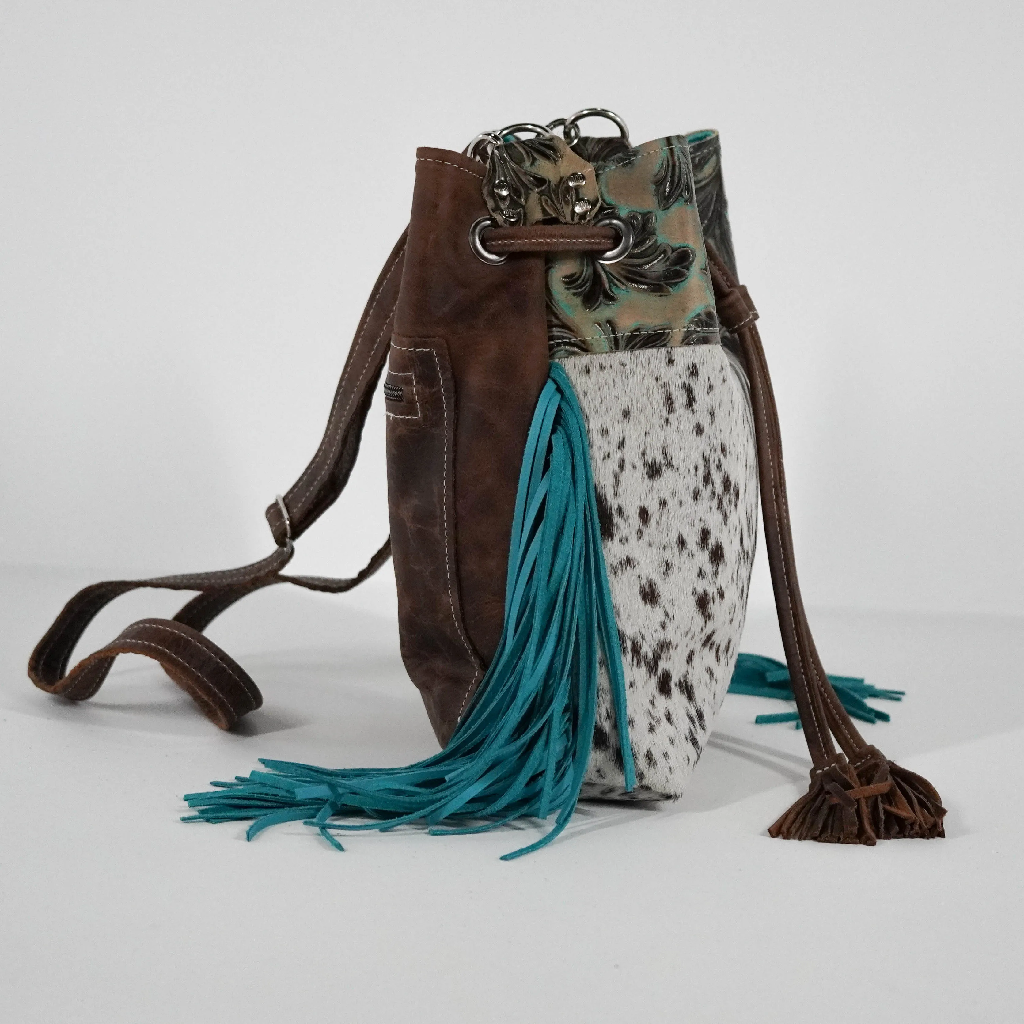 Gabby - Chocolate & White w/ Turquoise Vinyard