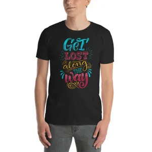 Get Lost Along The Way Black Cotton T Shirt for Men
